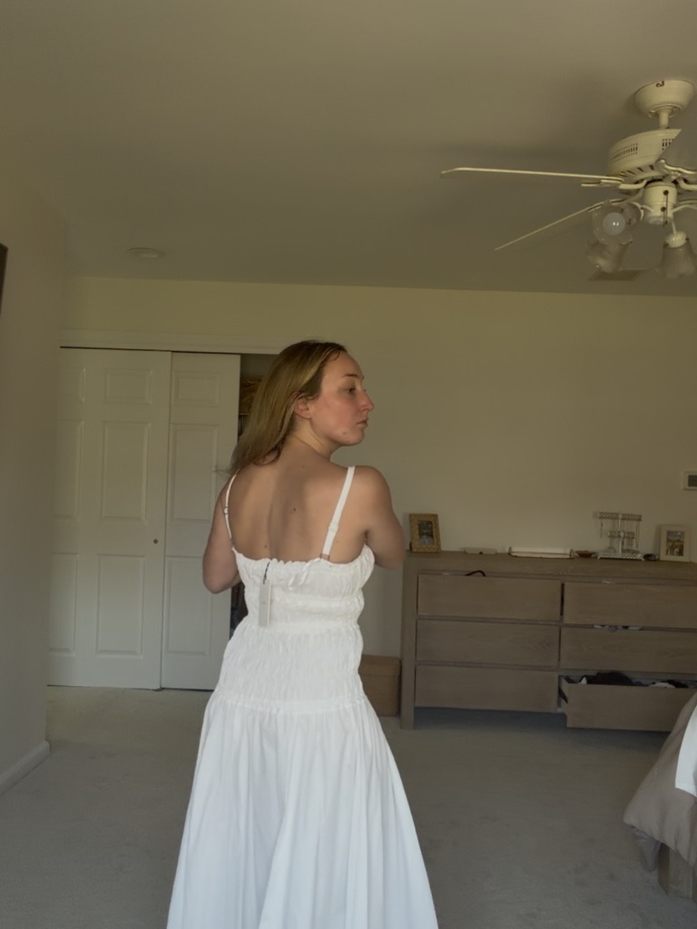 DISSH White Smocked Maxi Dress with Spaghetti Straps - Picture 3 of 3